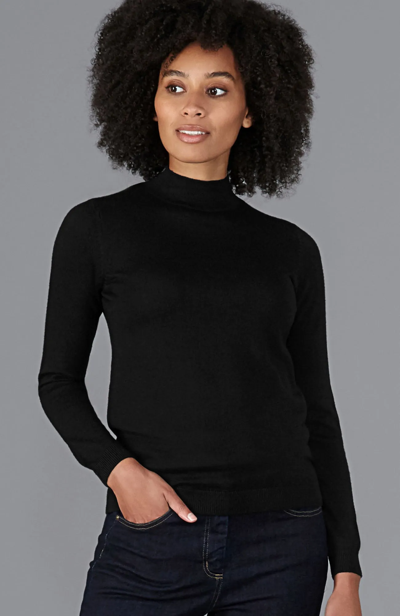 Womens Pure Extra Fine Merino Wool High Neck Jumper